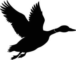 A flying duck black silhouette art design on white background vector