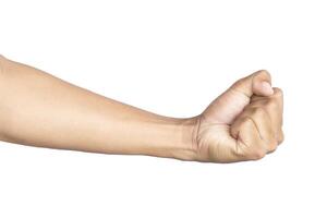 Man's hands making gestures isolated white background photo