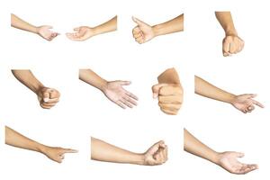 Set of men's hand gestures Cut and paste image isolated on white photo