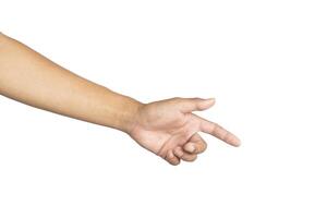 Man's hands making gestures isolated white background photo