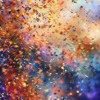 colorful confetti falling on a blurred background photo