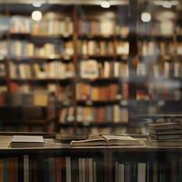 a book shelf with books on it photo