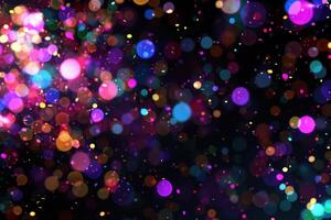 colorful lights are scattered on a black background photo
