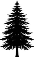 A black and white silhouette of a pine tree vector