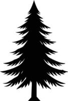 A black and white silhouette of a pine tree vector