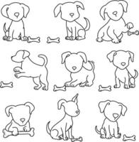 Set Of Dog With Bone vector
