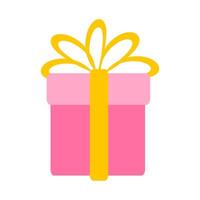 A pink box with a yellow bow on top. The box is decorated with a yellow ribbon and is sitting on a white background vector