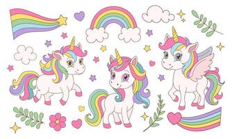 Magical Unicorn Dreams Enchanting Set of Whimsical Wonders vector