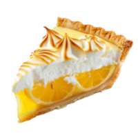 a slice of lemon pie with meringue on top png
