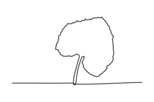 Continuous line drawing of a leaf, one line art vector