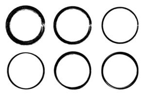 Set of hand drawn black circle highlighter, design element, round shape vector