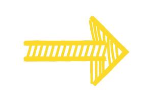 Hand drawn doodle yellow arrow, sketch design element vector