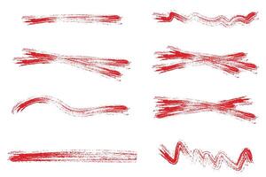 Set of hand drawn red brush strokes on a white background, design element vector