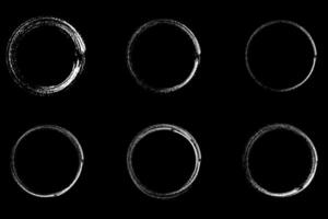 Set of hand drawn white circle highlighter on black background, design element, round shape vector