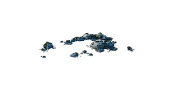 Round surface of Small Plant forest patch covered with flowers, green or dry grass and stone isolated on transparent background. Realistic natural element for design. Bright 3d png