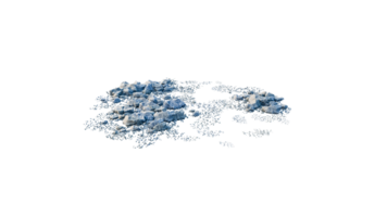 Round surface of Small Plant forest patch covered with flowers, green or dry grass and stone isolated on transparent background. Realistic natural element for design. Bright 3d png