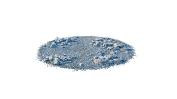 Round surface of Small Plant forest patch covered with flowers, green or dry grass and stone isolated on transparent background. Realistic natural element for design. Bright 3d png