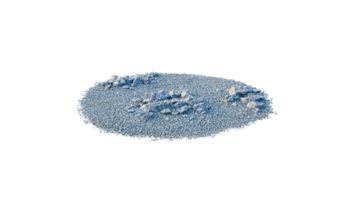 Round surface of Small Plant forest patch covered with flowers, green or dry grass and stone isolated on transparent background. Realistic natural element for design. Bright 3d png