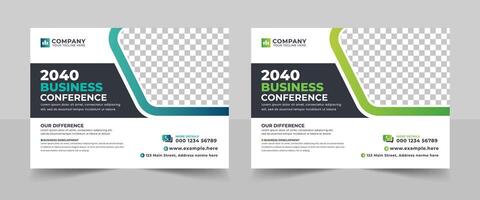 Corporate horizontal business conference flyer template and business event banner invitation layout design in a4 size vector
