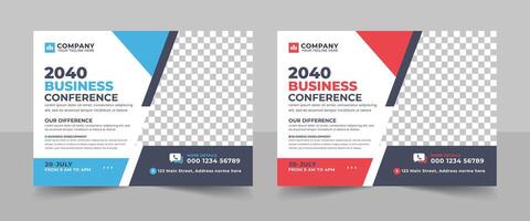 Creative technology conference webinar flyer and business event banner invitation layout template. Abstract modern business conference design, Modern flyer layout. vector
