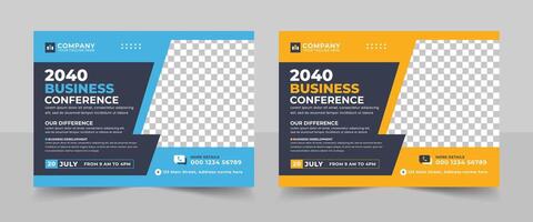 Creative technology conference webinar flyer and business event banner invitation layout template. Abstract modern business conference design, Modern flyer layout vector