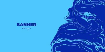 Blue background with marble texture. Banner design with copy space. Water surface. Abstract painting mix stains. Liquid paint that flows vector