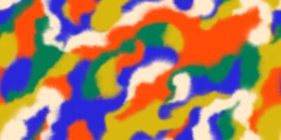Watercolor blurred abstract pattern with flowing stains. Colorful wavy spots in blue, yellow, green and red colors. 80s style seamless print. Vibrant retro background vector