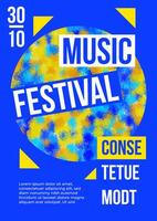 Music fest poster template with hand drawn pattern. Banner with abstract pattern with with colorful dots. Van Gogh style brush strokes texture. Festival placard with typography vector