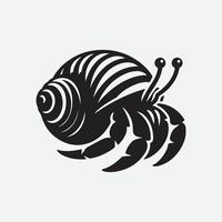 Print Majestic Hermit Crab Silhouette, A Stunning Coastal Creature in Profile vector