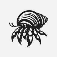 Print Majestic Hermit Crab Silhouette, A Stunning Coastal Creature in Profile vector