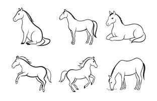Stunning Horse Line Art Set, Graceful and Elegant Designs for Every Project vector
