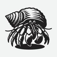 Print Majestic Hermit Crab Silhouette, A Stunning Coastal Creature in Profile vector
