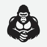 Print Majestic Gorilla Silhouette, Power and Grace Captured in Shadow vector