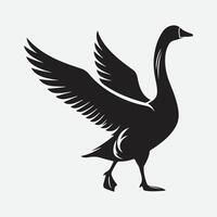 Majestic Goose Silhouette, A Stunning Display of Nature's Beauty vector