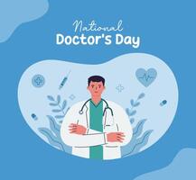 National doctor's day flat illustration vector