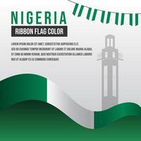 Nigeria ribbon flag with Bowers Tower silhouette and decoration vector