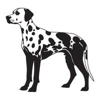 Dalmatian dog silhouette Design, Dog Clipart illustration in black and white vector