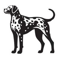 Dalmatian dog silhouette Design, Dog Clipart illustration in black and white vector