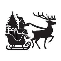 Santa Claus s sleigh with reindeer silhouette vector