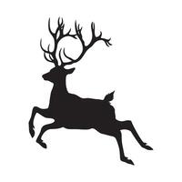 Christmas Reindeer silhouette Design, Reindeer animal illustration in black and white vector