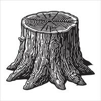 Tree Stump Silhouette, Tree Stump Clipart illustration in black and white vector