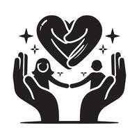 Abstract Friendship Emblem with Laurel Wreath, Two Women, Dove, and Heart Symbol in Black and White vector