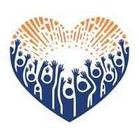 Heart-Shaped Community Unity Silhouetted People Embracing Love and Togetherness in a Symbolic Design vector