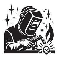 Welder at Work with Safety Gear and Toolbox vector