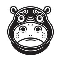 Hippopotamus face Logo - Hippo Clipart illustration in black and white vector