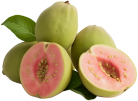A group of ripe guava with slice isolated illustration on a transparent background png