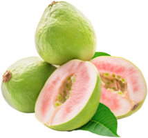A group of ripe guava with slice isolated illustration on a transparent background png