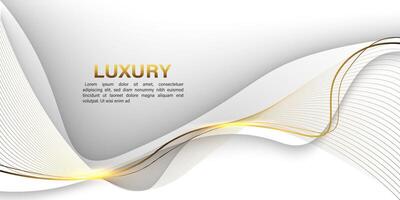 Abstract gold lines curve wavy luxury style on white design modern background vector