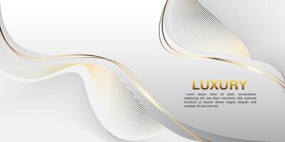 Abstract gold lines curve wavy luxury style on white design modern background vector