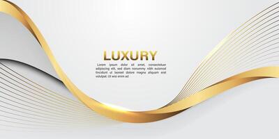 Abstract gold lines curve wavy luxury style on white design modern background vector